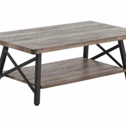 Beliani Mesa De Centro Gris Pardo/negro 100 X 55 Cm CARLIN