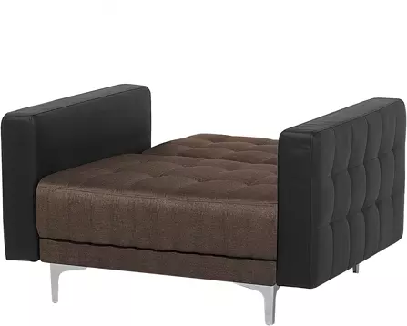 Beliani Sillón Tapizado Marrón Oscuro/negro ABERDEEN - Imagen 3