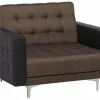 Beliani Sillón Tapizado Marrón Oscuro/negro ABERDEEN
