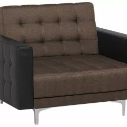 Beliani Sillón Tapizado Marrón Oscuro/negro ABERDEEN