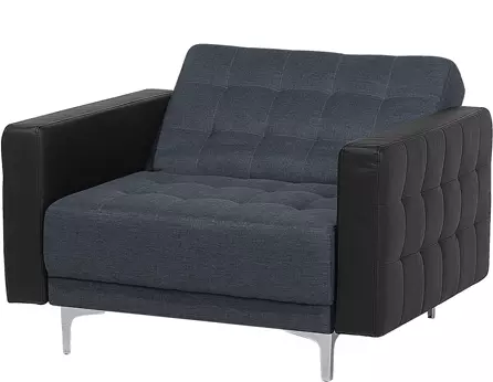 Beliani Sillón Tapizado Gris Oscuro/negro ABERDEEN - Imagen 3