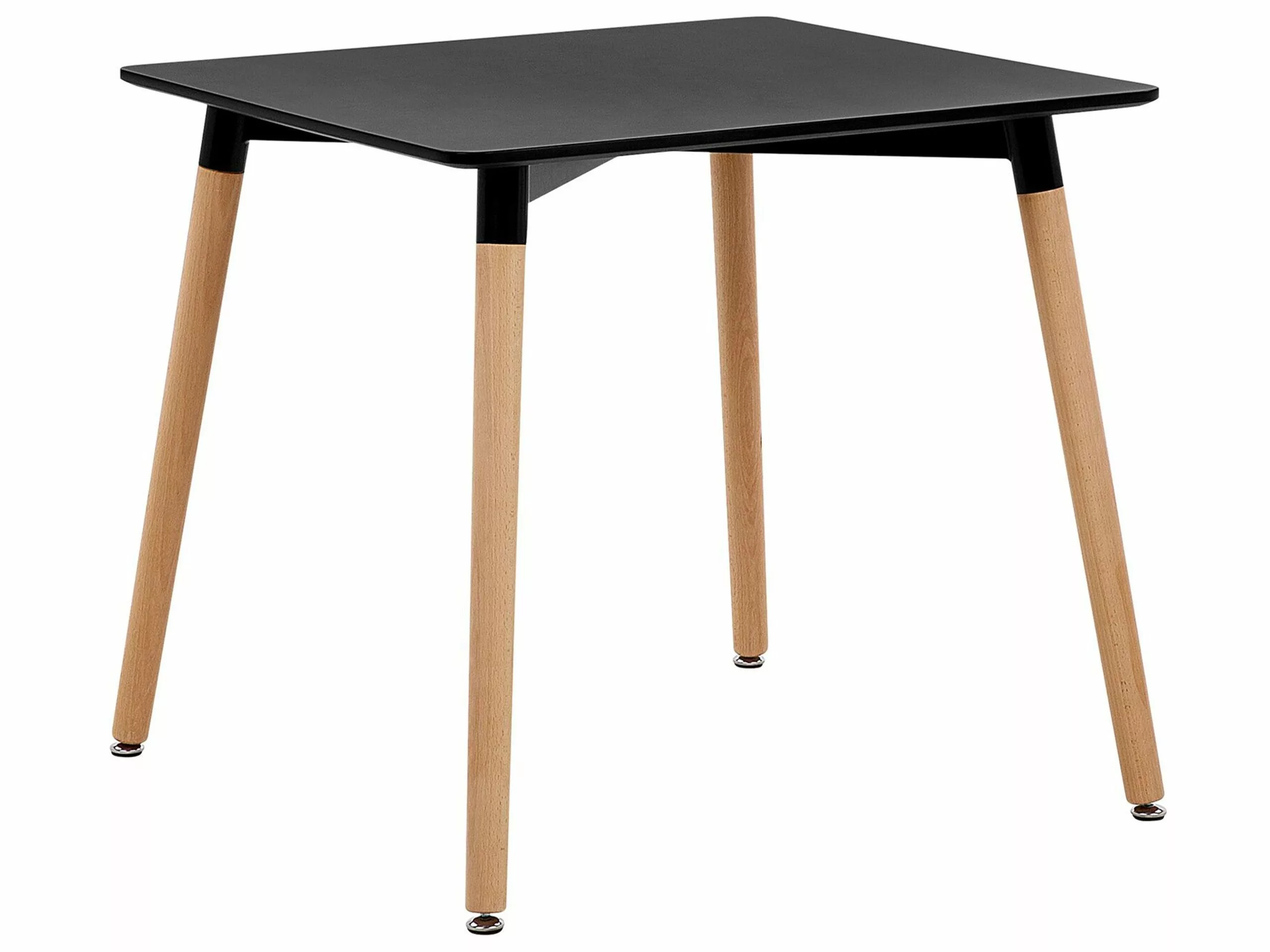 Beliani Mesa De Comedor Negro/madera Clara/plateado 80 X 80 Cm BUSTO