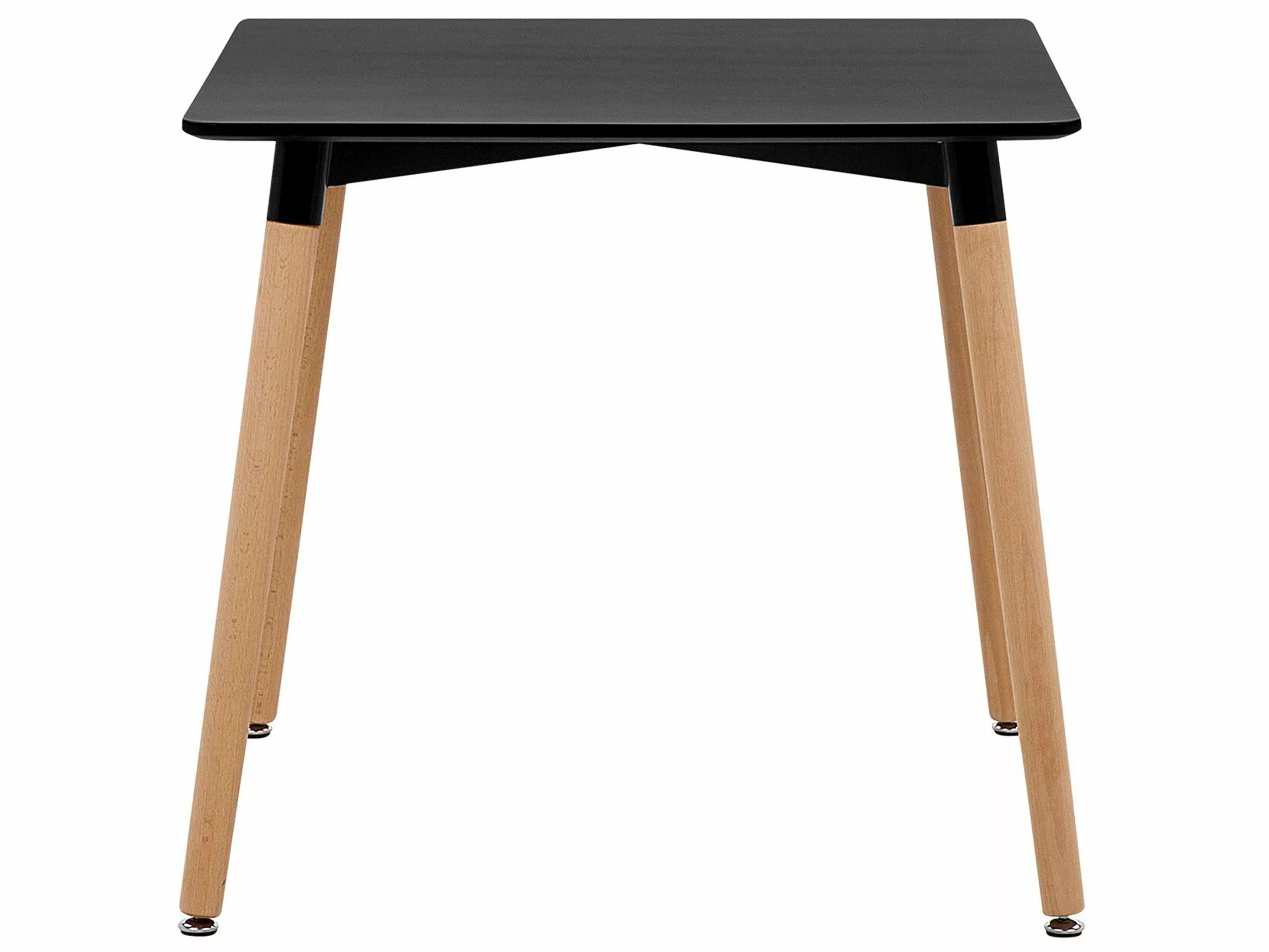 Beliani Mesa De Comedor Negro/madera Clara/plateado 80 X 80 Cm BUSTO - Imagen 4