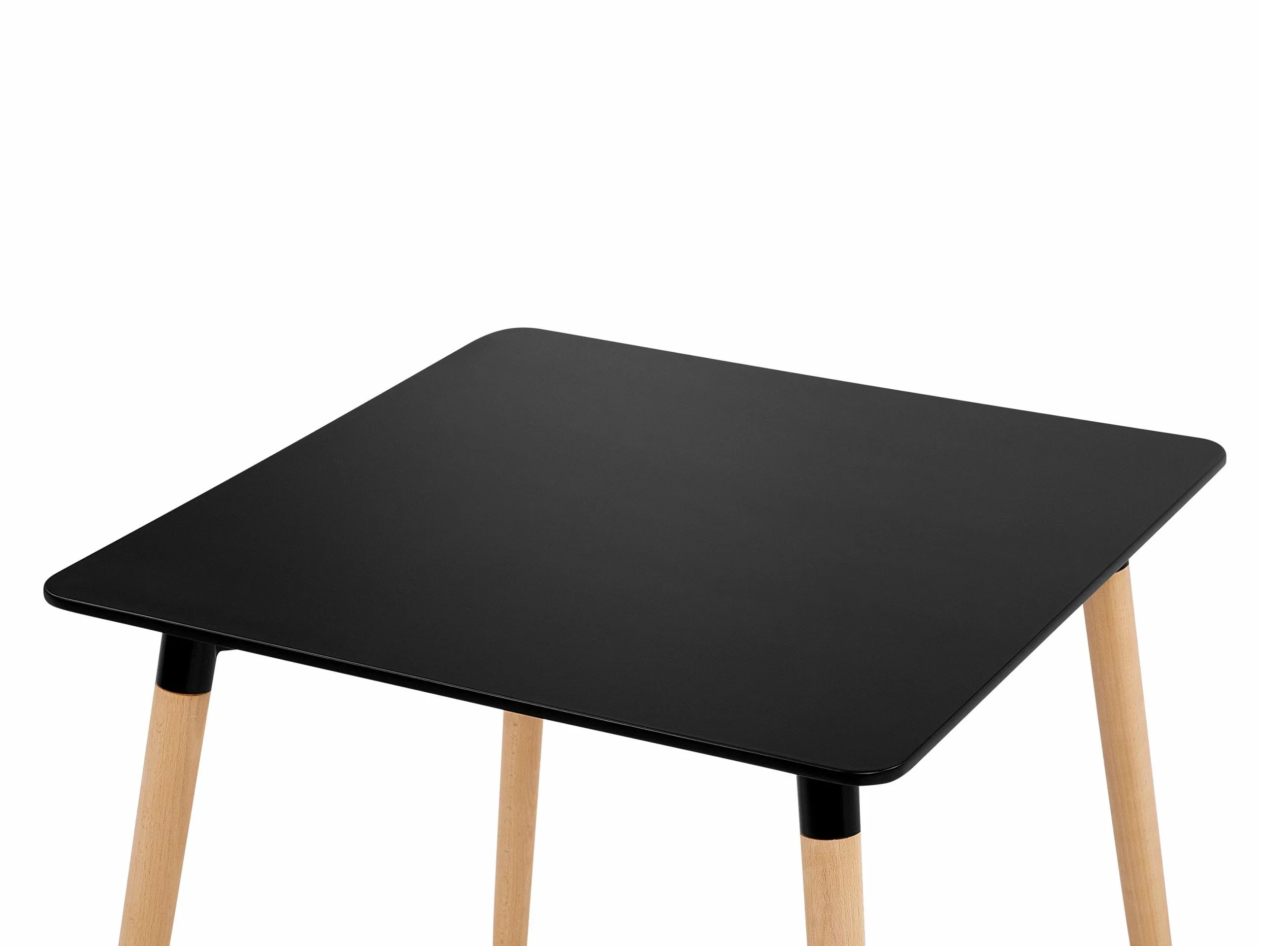 Beliani Mesa De Comedor Negro/madera Clara/plateado 80 X 80 Cm BUSTO - Imagen 5