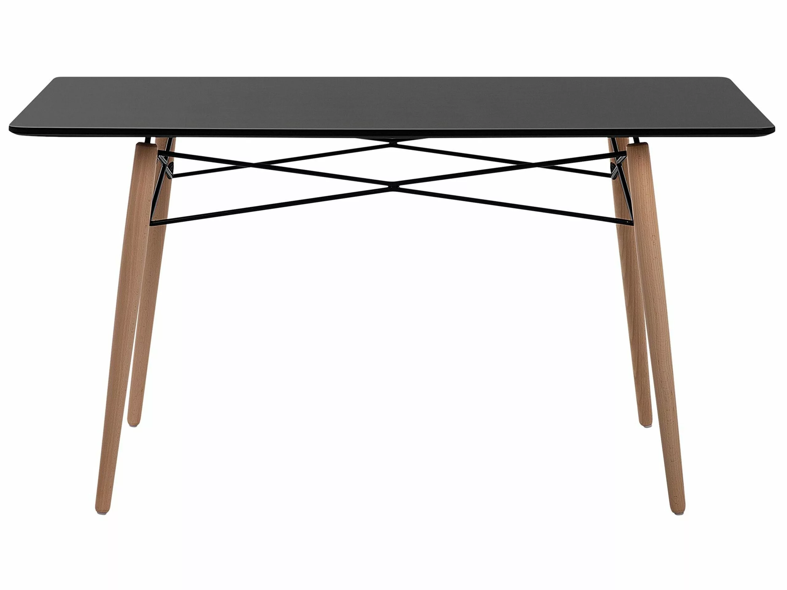 Beliani Mesa De Comedor Negro/madera Clara 140 X 80 Cm BIONDI - Imagen 5