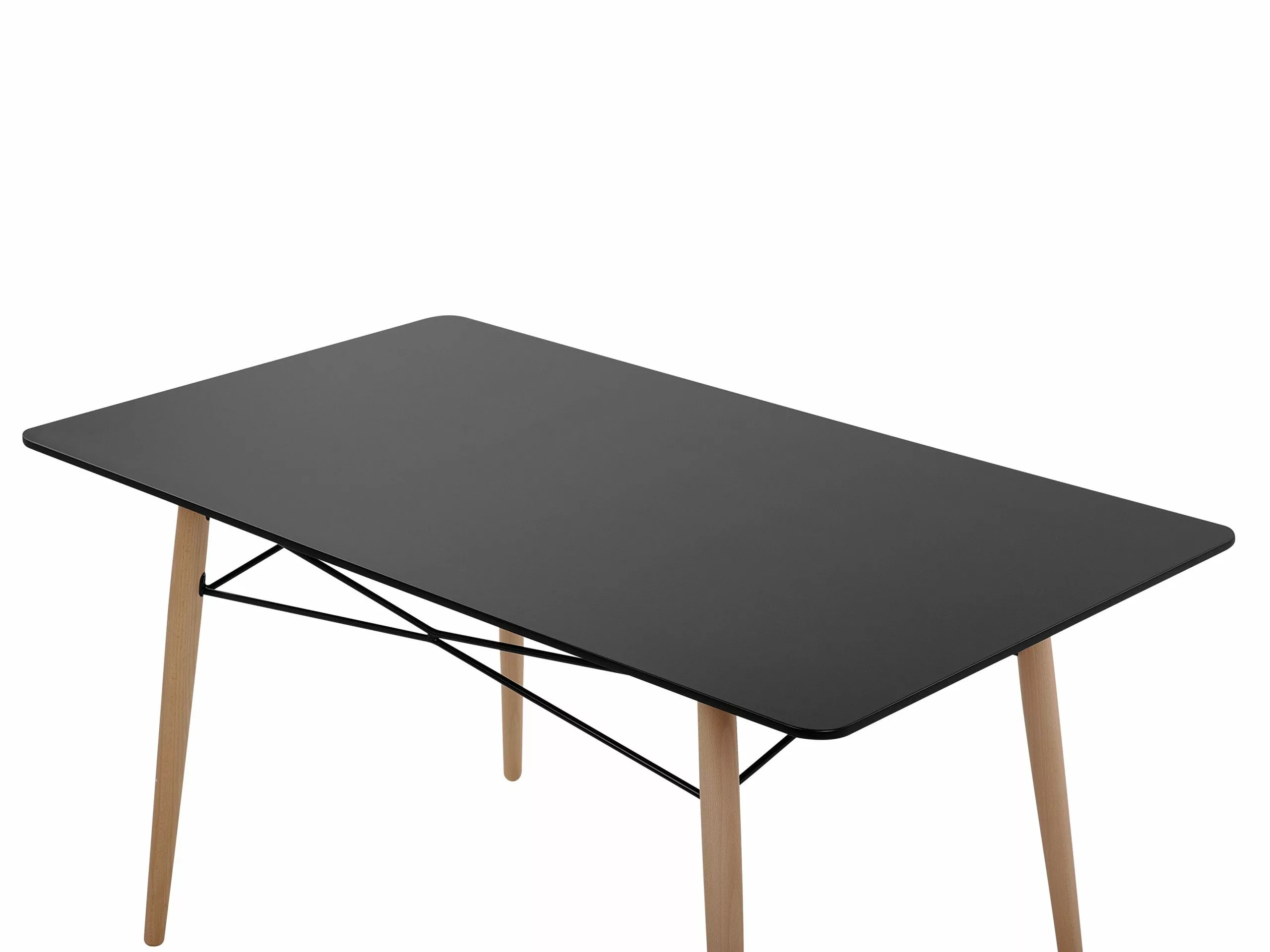 Beliani Mesa De Comedor Negro/madera Clara 140 X 80 Cm BIONDI - Imagen 6