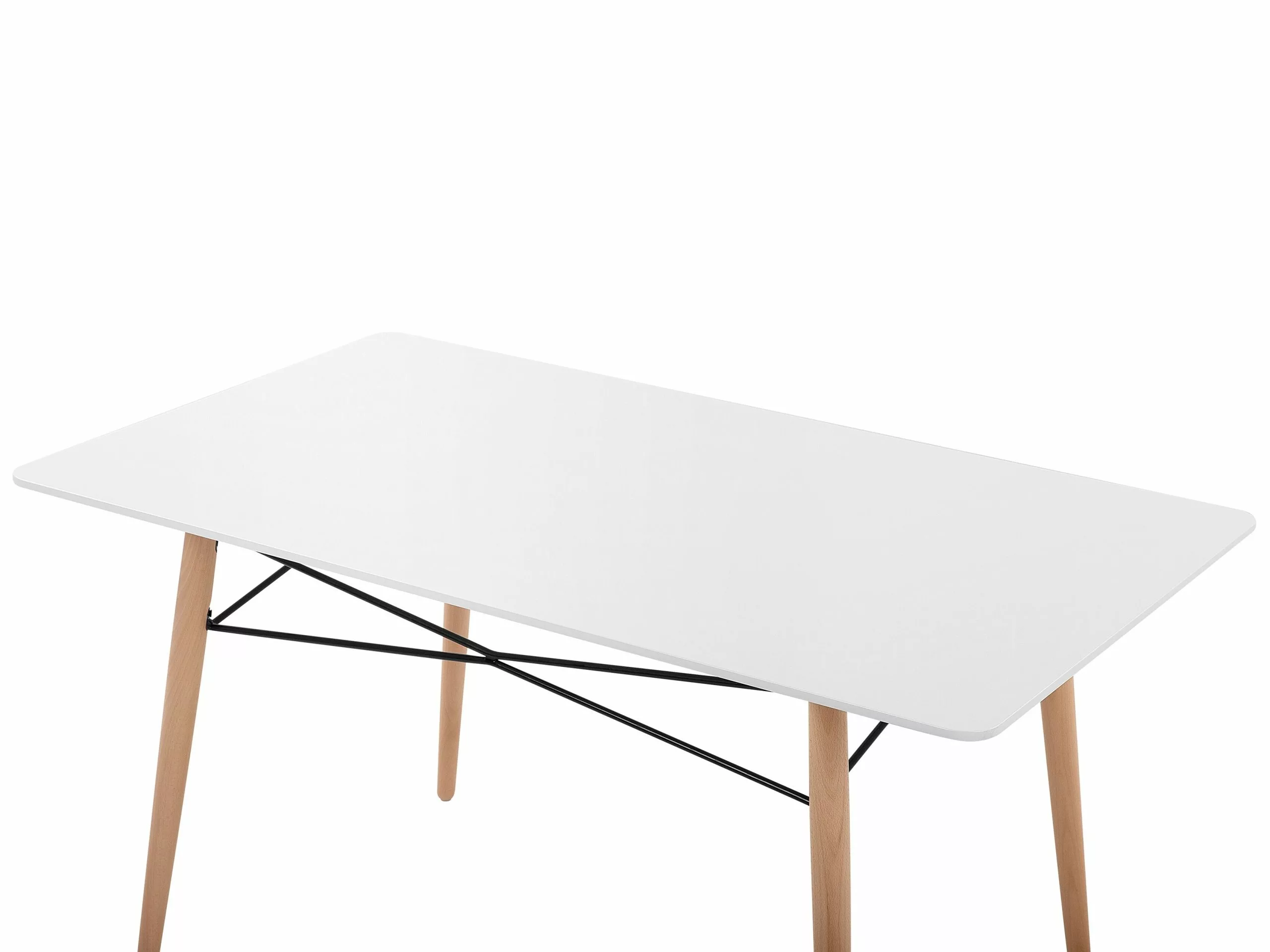 Beliani Mesa De Comedor Blanco/madera Clara 140 X 80 Cm BIONDI - Imagen 6