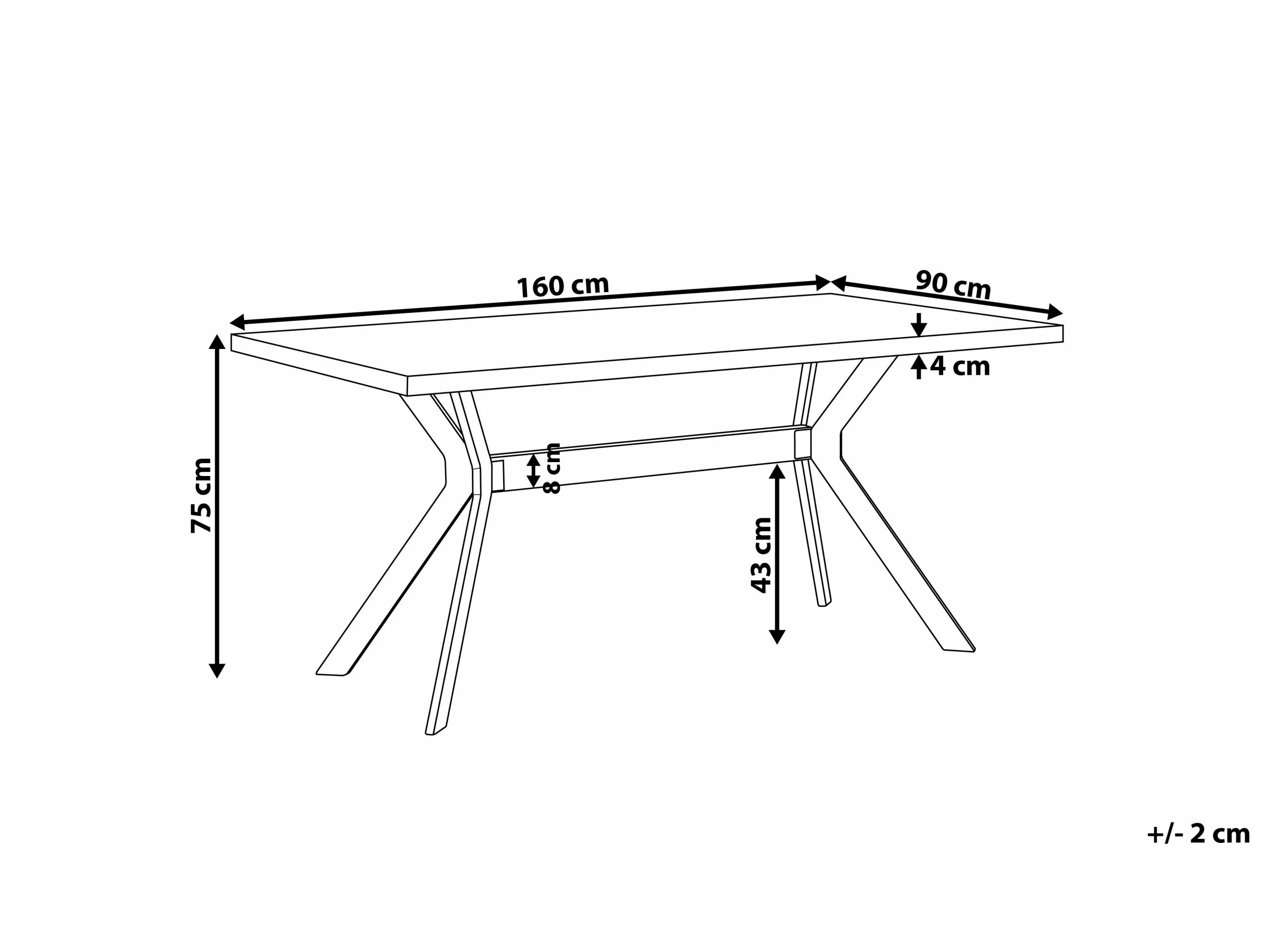 Beliani Mesa De Comedor Gris Claro/negro 160 X 90 Cm BENSON - Imagen 8