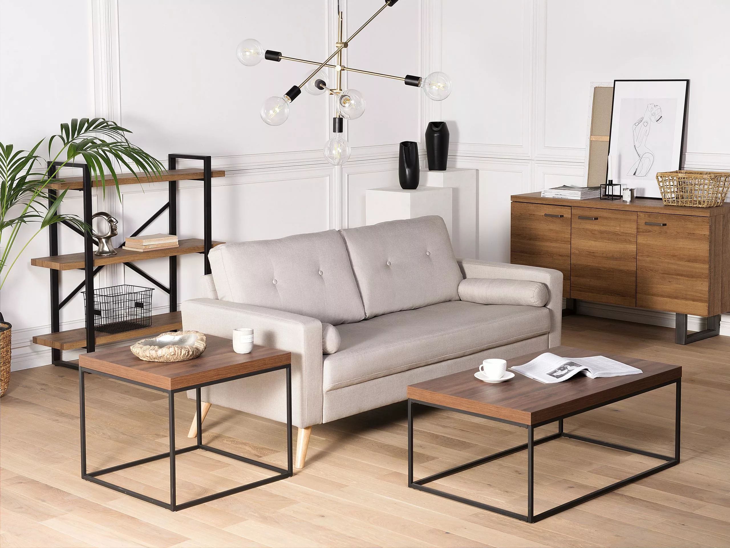 Beliani Mesa De Centro Madera Oscura/negro 100 X 60 Cm DORRIS - Imagen 2