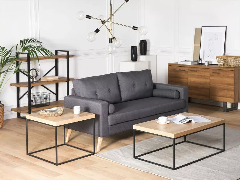 Beliani Mesa De Centro Madera Clara/negro 100 X 60 Cm DORRIS - Imagen 2