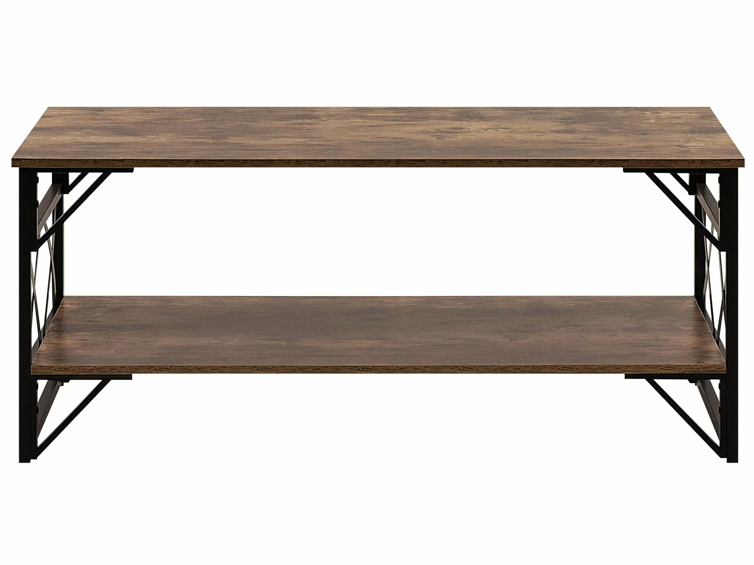 Beliani Mesa De Centro Madera Oscura/marrón Dorado/negro 120 X 61 Cm BOLTON - Imagen 4