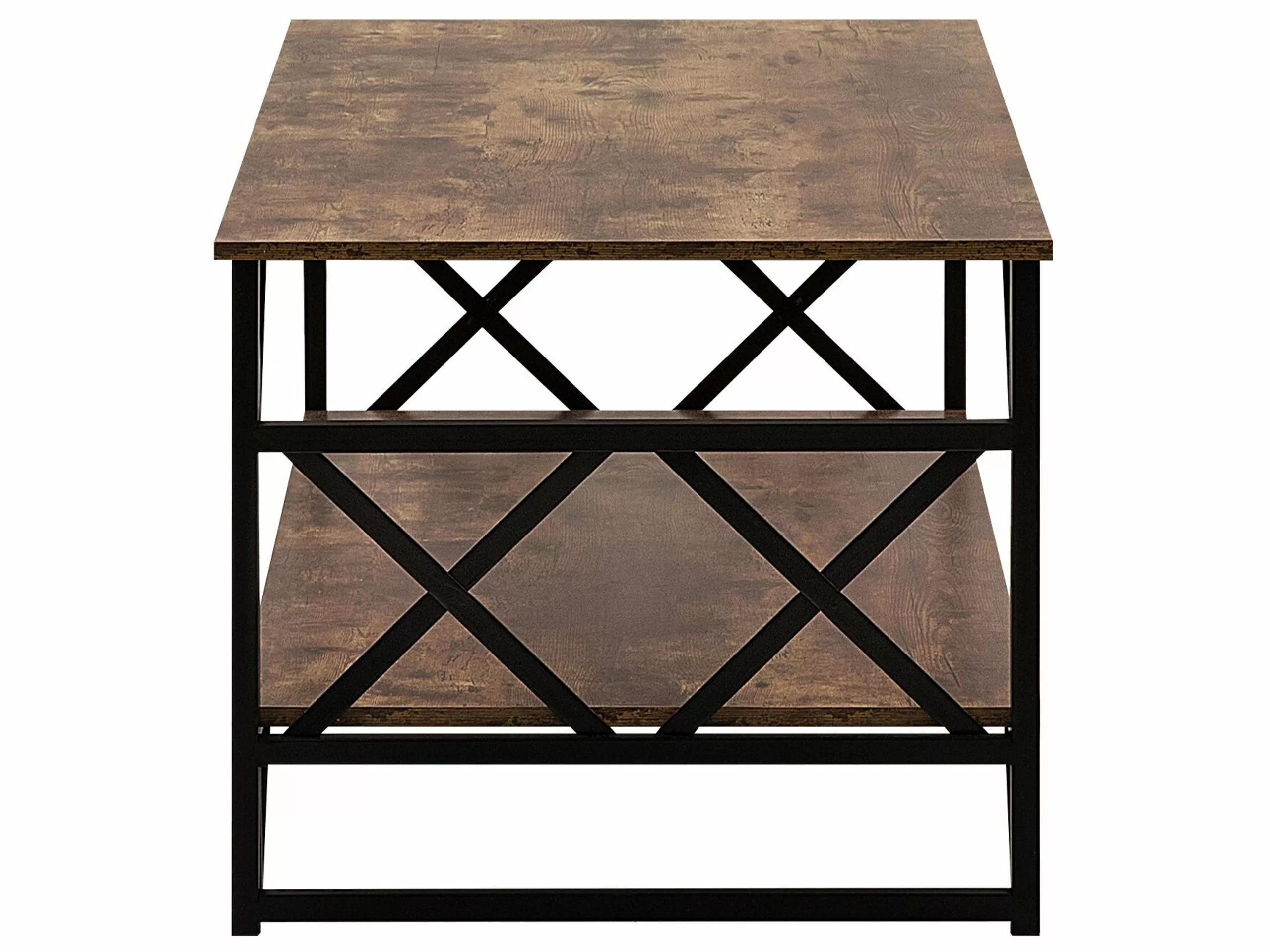 Beliani Mesa De Centro Madera Oscura/marrón Dorado/negro 120 X 61 Cm BOLTON - Imagen 5