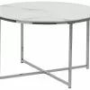 Beliani Mesa De Centro De Vidrio Templado Blanco/plateado ⌀ 70 Cm QUINCY