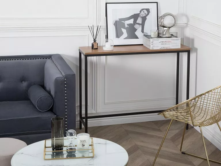 Beliani Consola Madera Oscura/negro 100 X 30 Cm TULIA - Imagen 2