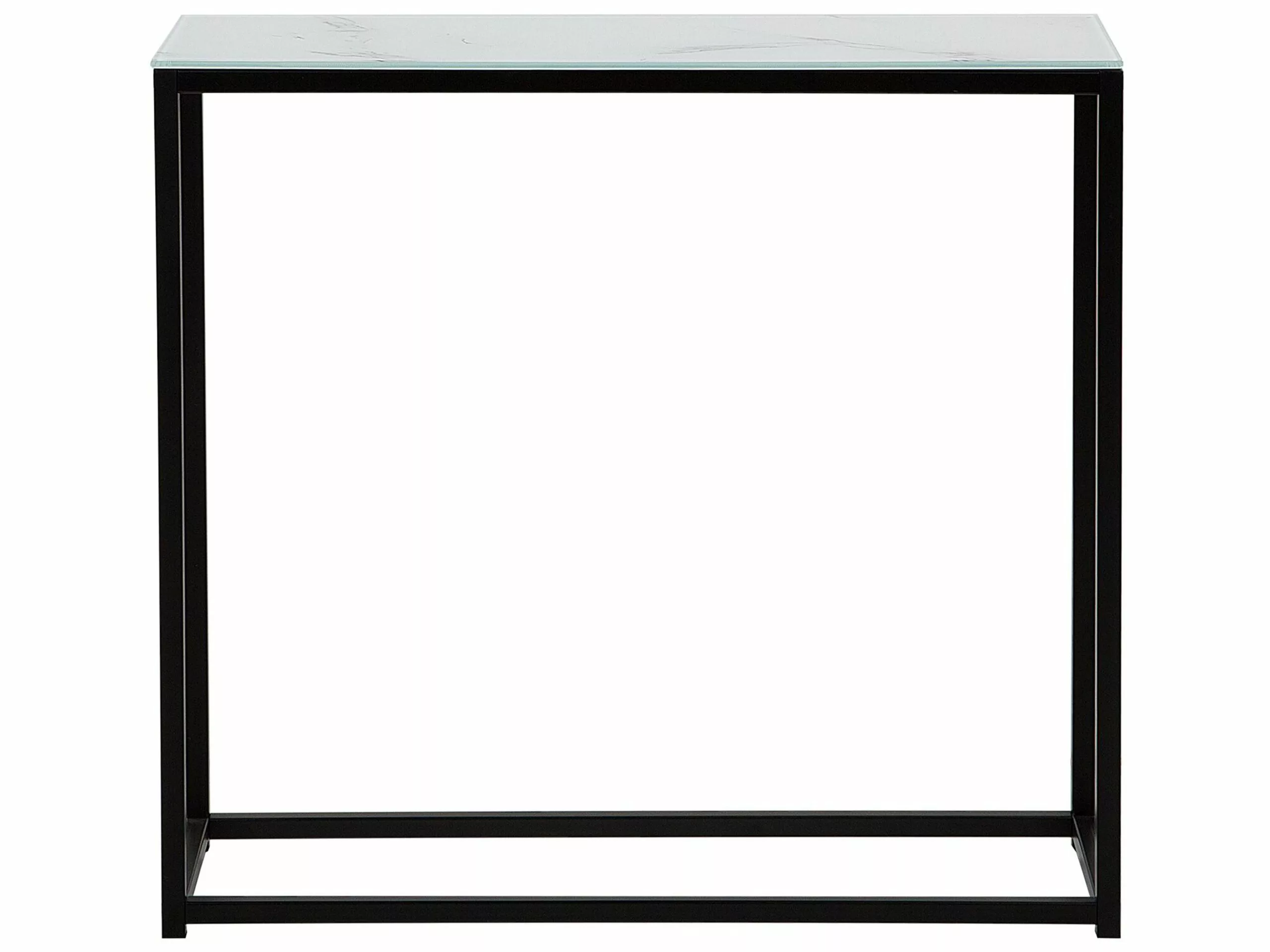 Beliani Consola De Vidrio Templado Blanco/negro 80 X 30 Cm DORRIS - Imagen 5