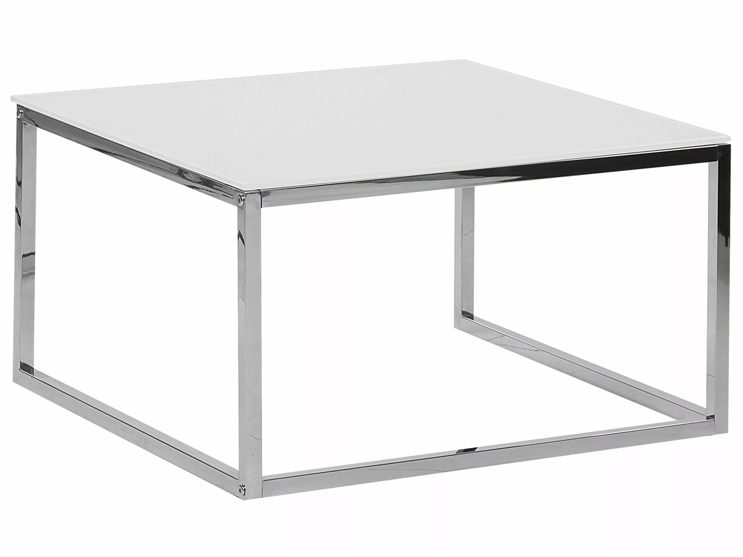 Beliani Conjunto De 2 Mesas De Centro De Vidrio Templado Blanco/plateado BREA - Imagen 6