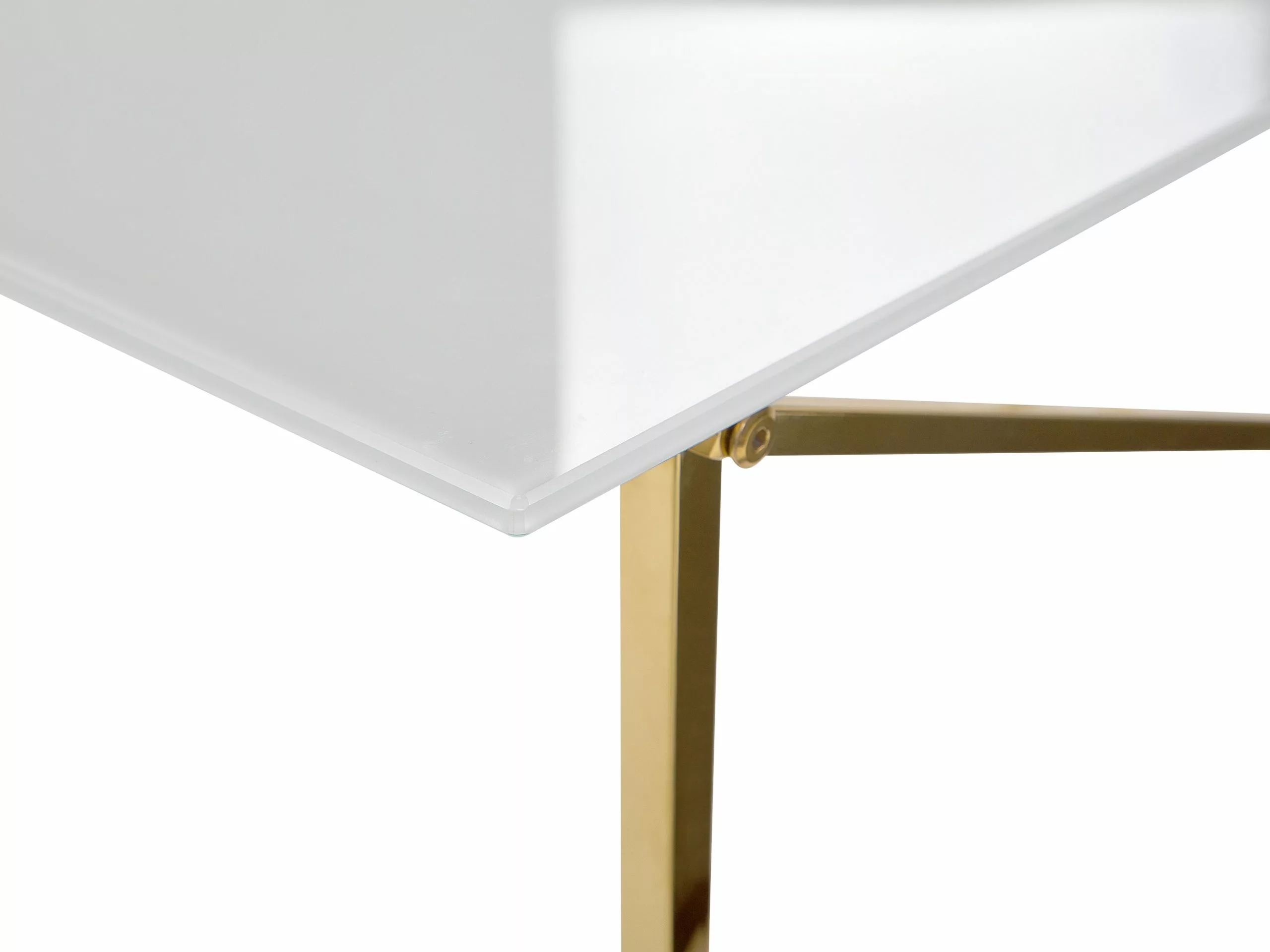 Beliani Mesa De Centro De Vidrio Templado Blanco/dorado 100 X 50 Cm EMPORIA - Imagen 4
