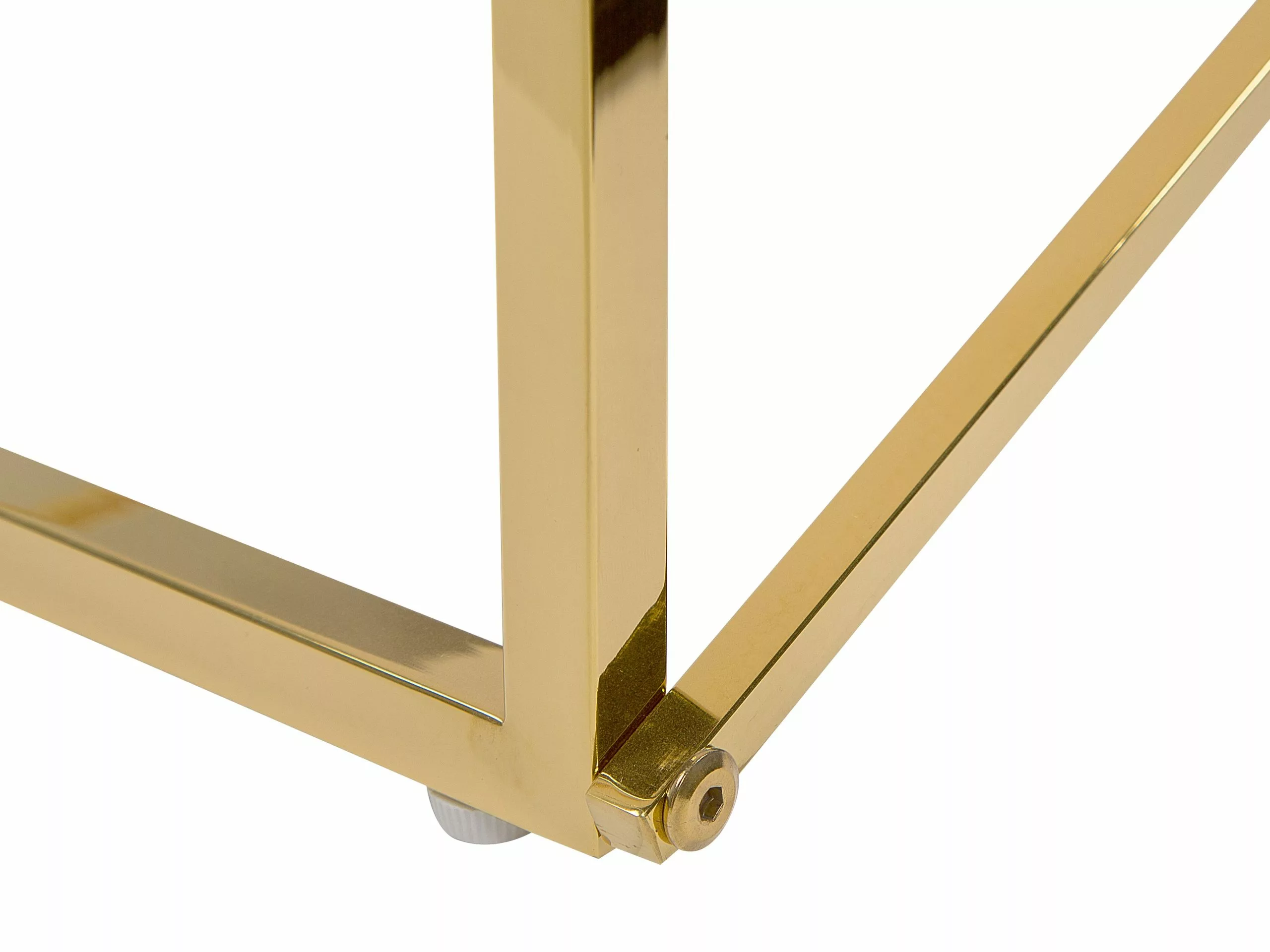 Beliani Mesa De Centro De Vidrio Templado Blanco/dorado 100 X 50 Cm EMPORIA - Imagen 5