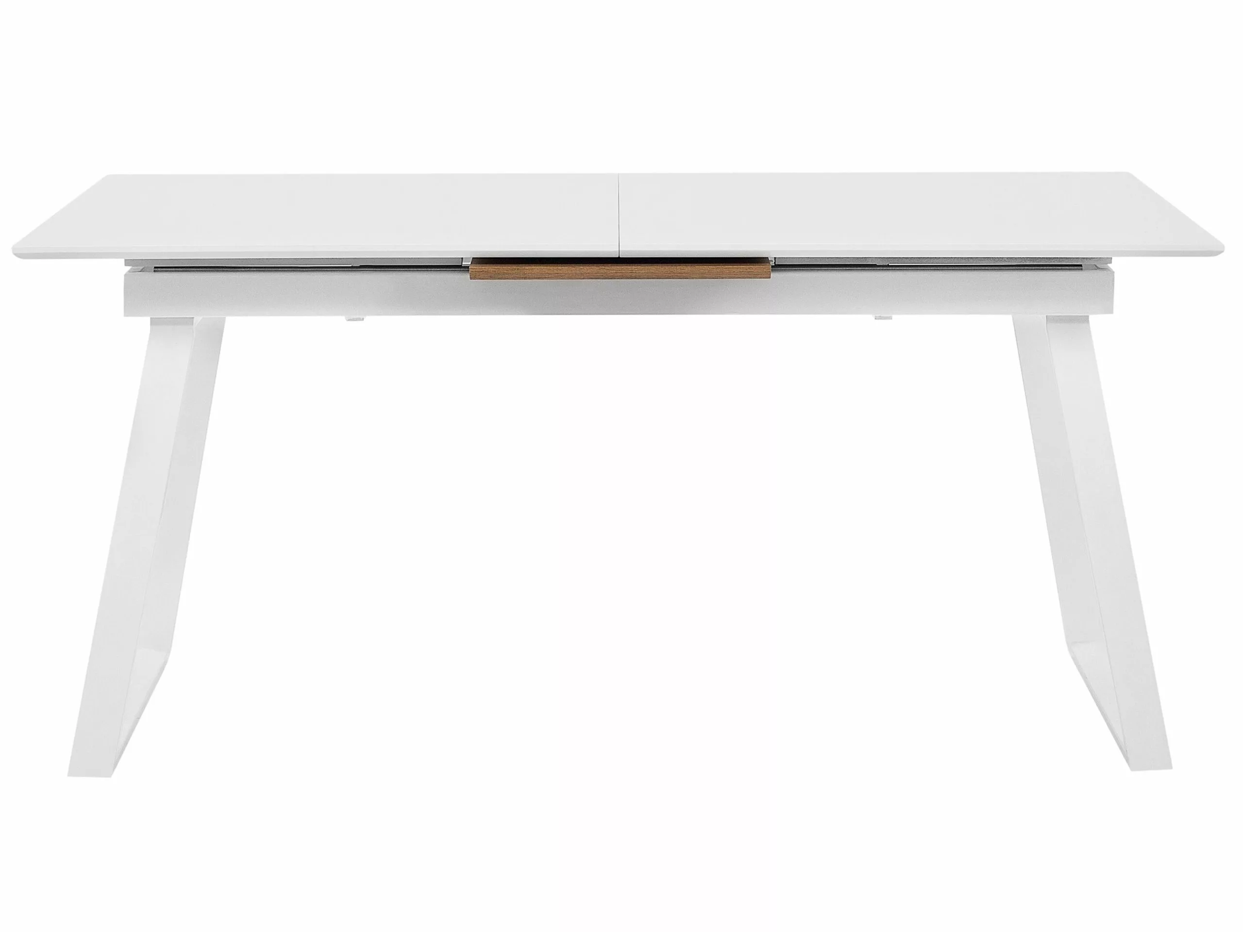 Beliani Mesa De Comedor Extensible Blanco/madera Clara 160/200 X 90 Cm KALUNA - Imagen 8