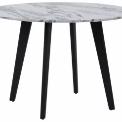 Beliani Mesa De Comedor Gris/blanco/negro ⌀ 110 Cm MOSBY