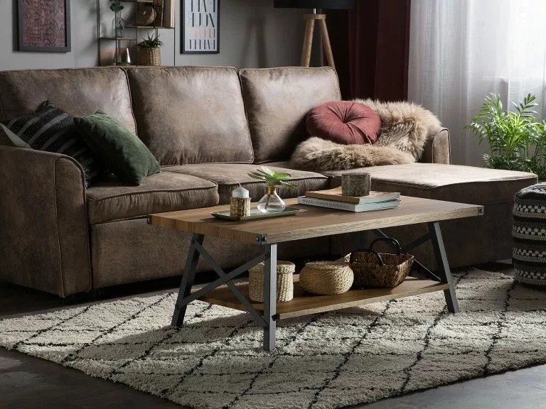 Beliani Mesa De Centro Madera Oscura/negro 100 X 55 Cm CARLIN - Imagen 2