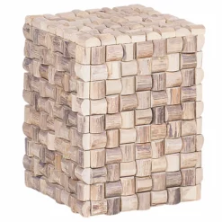 Beliani Mesa Auxiliar De Madera De Teca Clara 32 X 32 Cm CAJEME