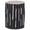Beliani Mesa Auxiliar De Madera De Teca Clara/negro ø 30 Cm ALTATA
