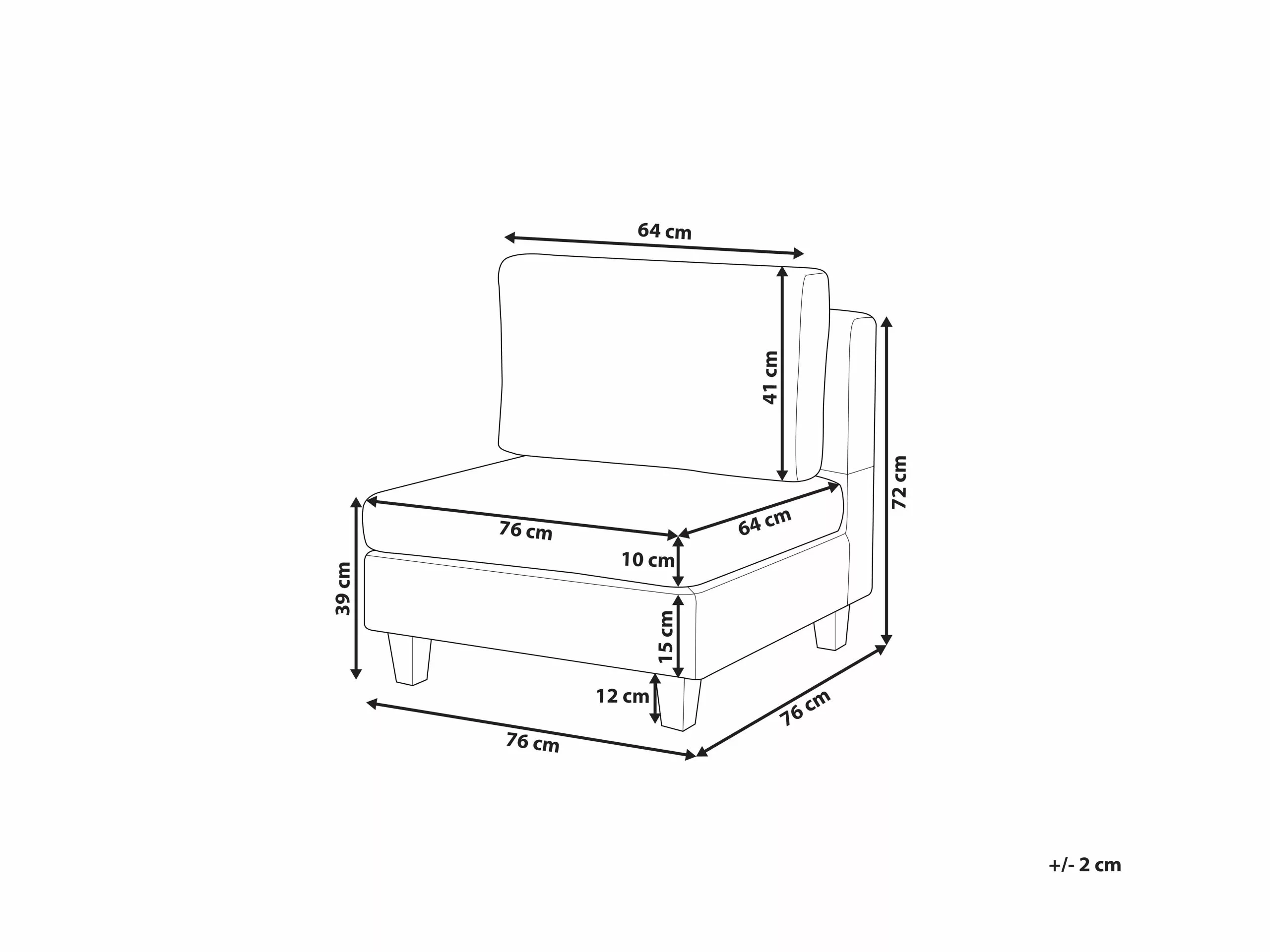 Beliani Sillón Modular Tapizado Gris Oscuro FEVIK - Imagen 7