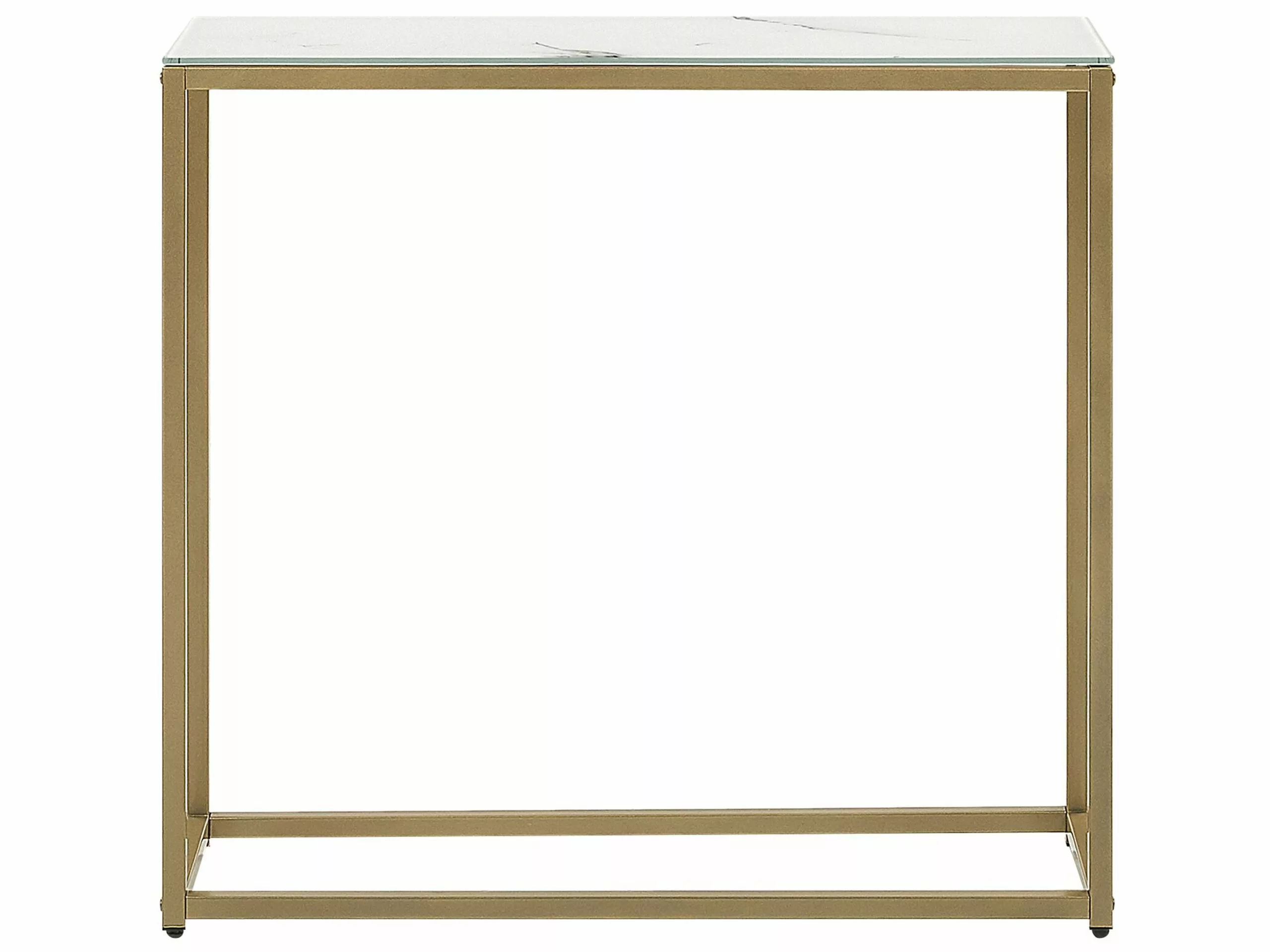Beliani Consola De Vidrio Templado Blanco/dorado 80 X 30 Cm DORRIS - Imagen 5
