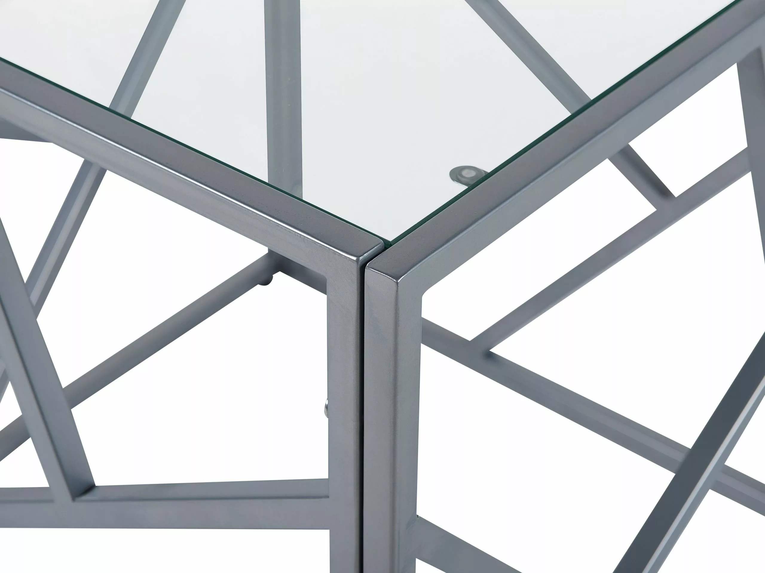 Beliani Mesa Auxiliar De Vidrio Plateado 50 X 50 Cm ORLAND - Imagen 4