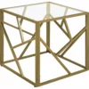 Beliani Mesa Auxiliar De Vidrio Dorado 50 X 50 Cm ORLAND