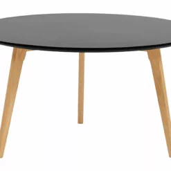 Beliani Mesa De Centro Negro/madera Clara ⌀ 80 Cm TENNESSEE