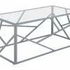 Beliani Mesa De Centro De Vidrio Plateado 100 X 50 Cm ORLAND