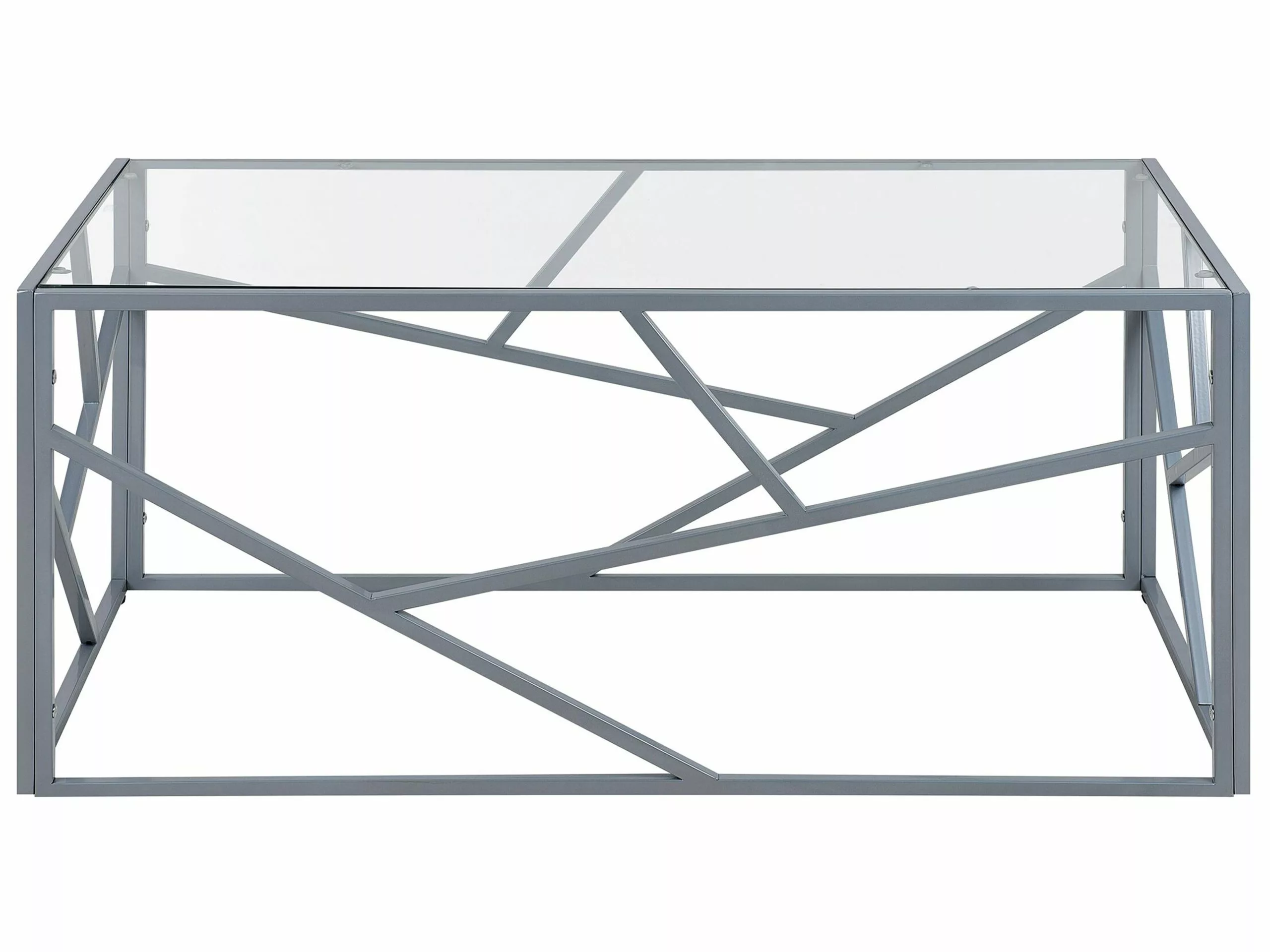 Beliani Mesa De Centro De Vidrio Plateado 100 X 50 Cm ORLAND - Imagen 3