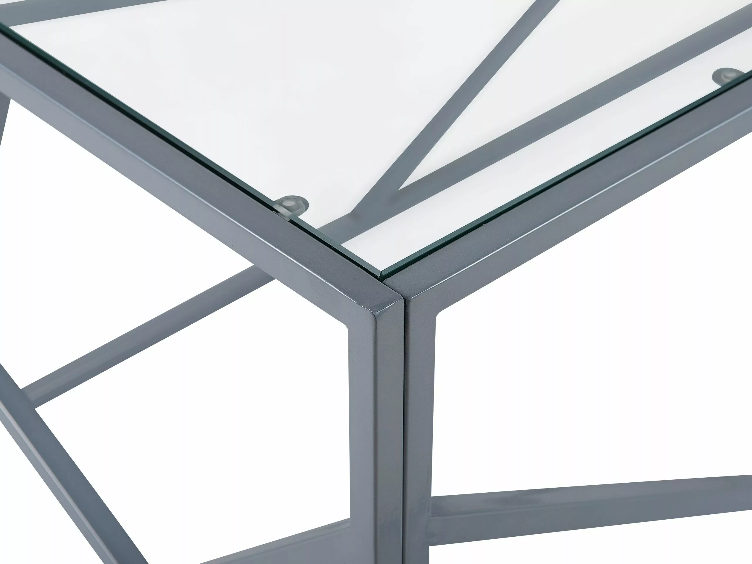 Beliani Mesa De Centro De Vidrio Plateado 100 X 50 Cm ORLAND - Imagen 4