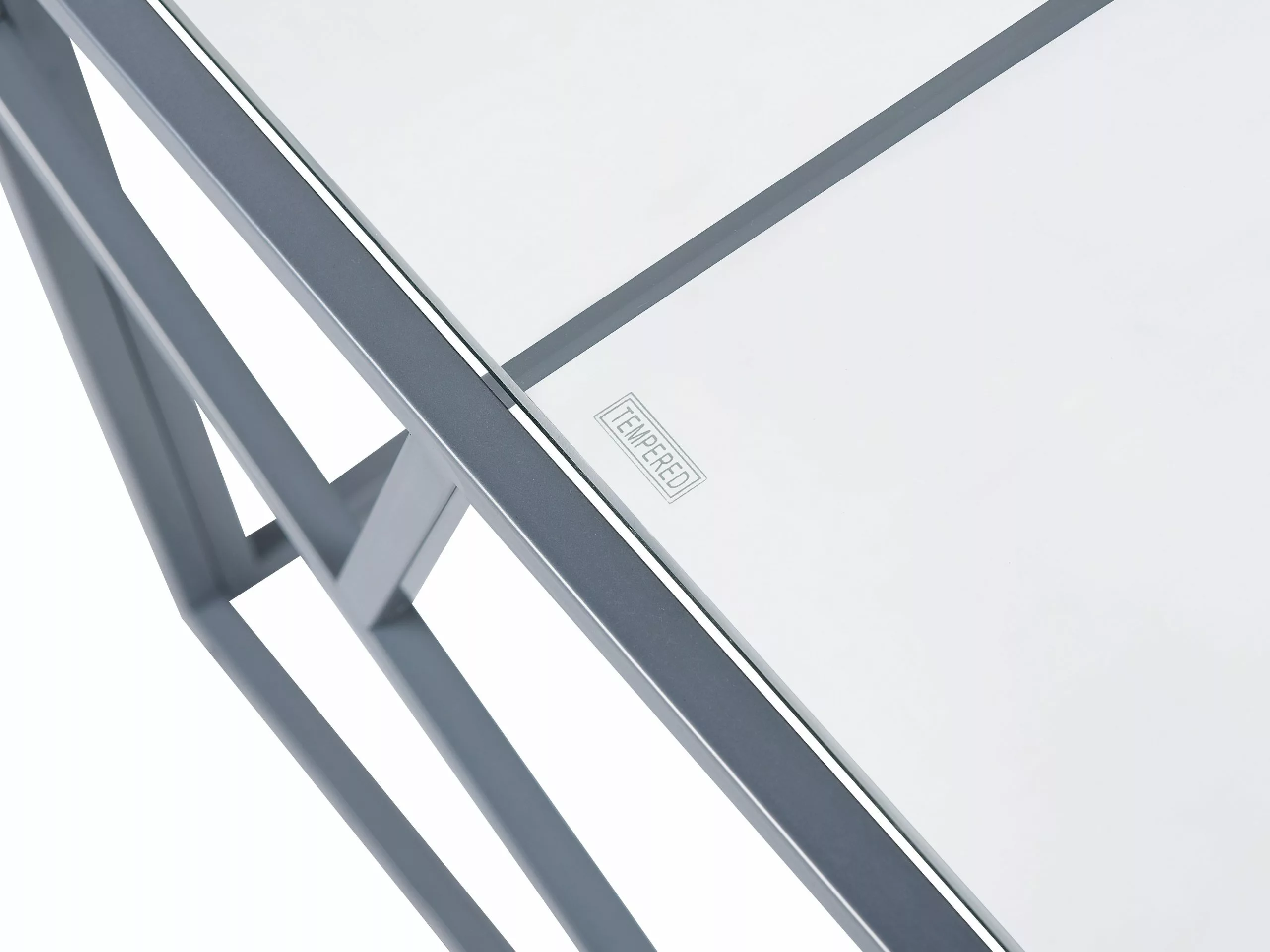 Beliani Mesa De Centro De Vidrio Plateado 100 X 50 Cm ORLAND - Imagen 5