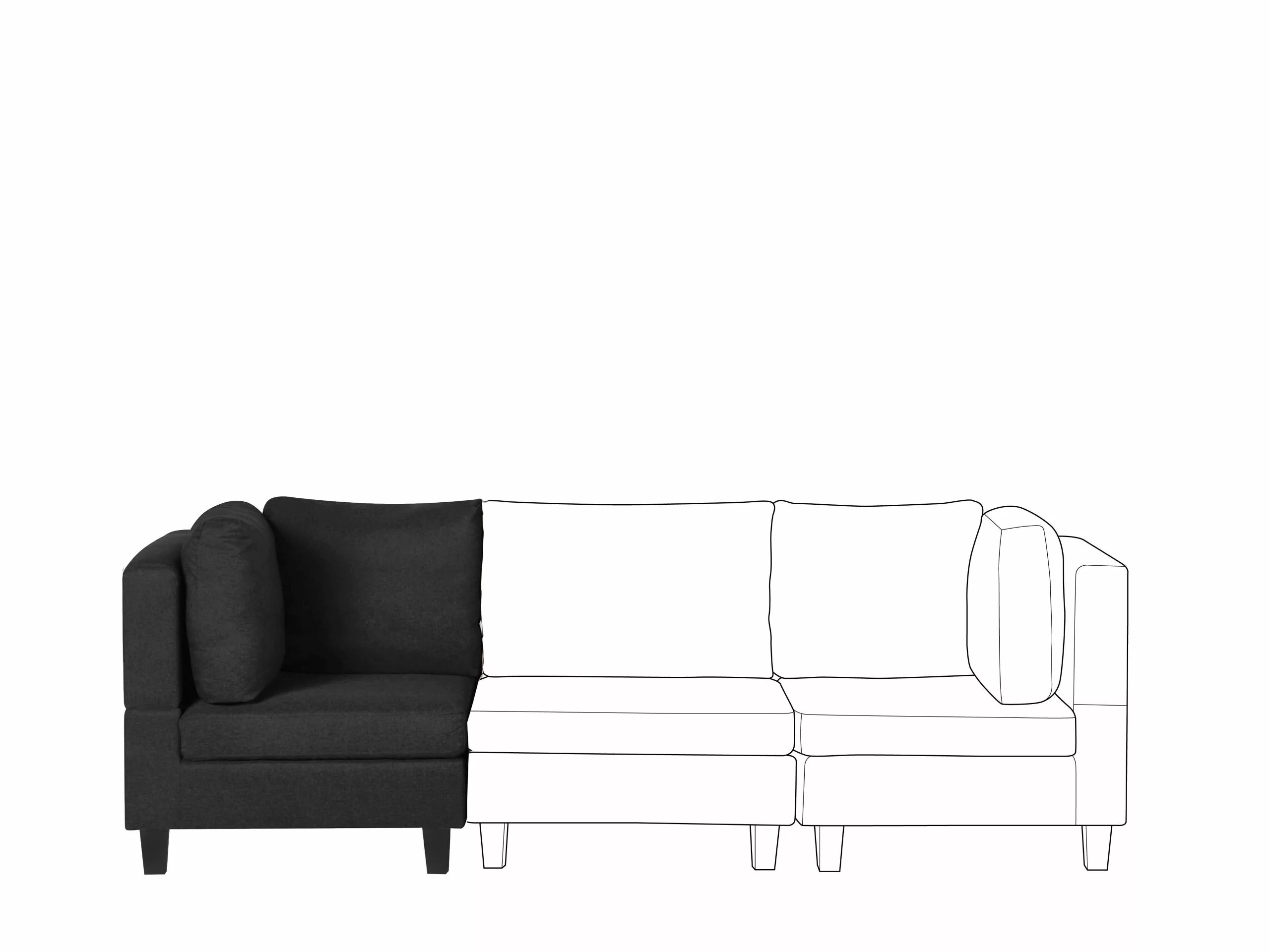 Beliani Módulo Esquinero Tapizado Negro FEVIK - Imagen 2