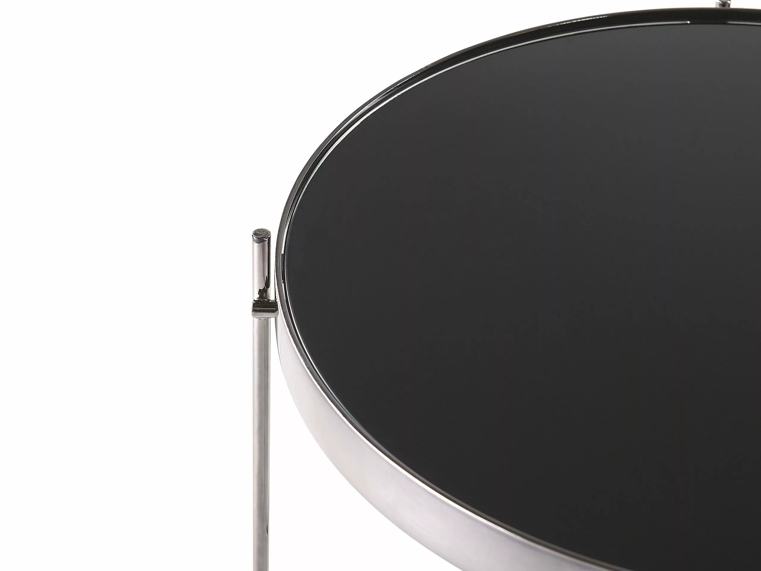 Beliani Mesa Auxiliar De Vidrio Templado/metal Negro/plateado ⌀ 40 Cm LUCEA - Imagen 8