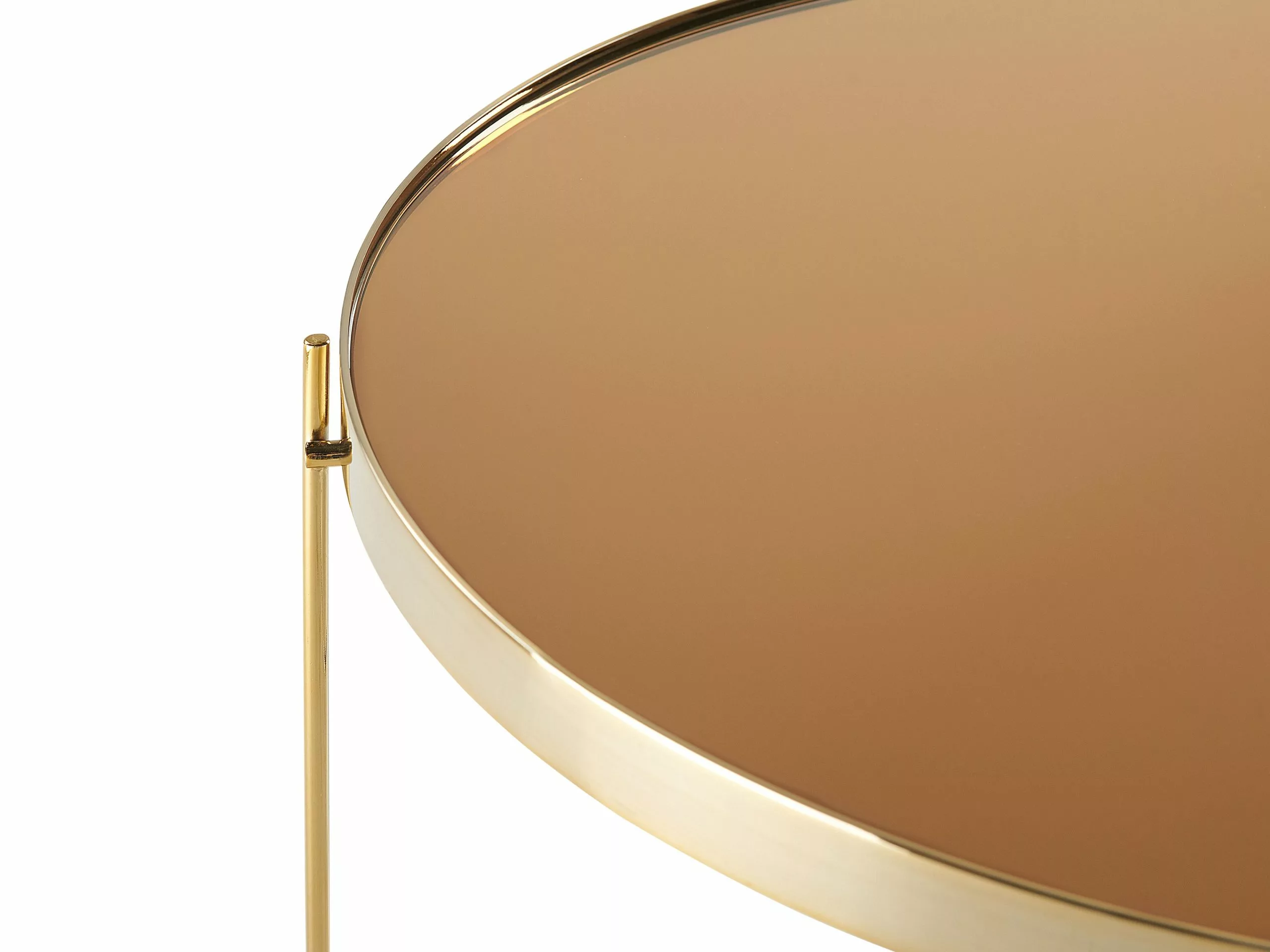 Beliani Mesa Auxiliar De Vidrio Templado/metal Marrón Dorado ⌀ 63 Cm LUCEA - Imagen 5