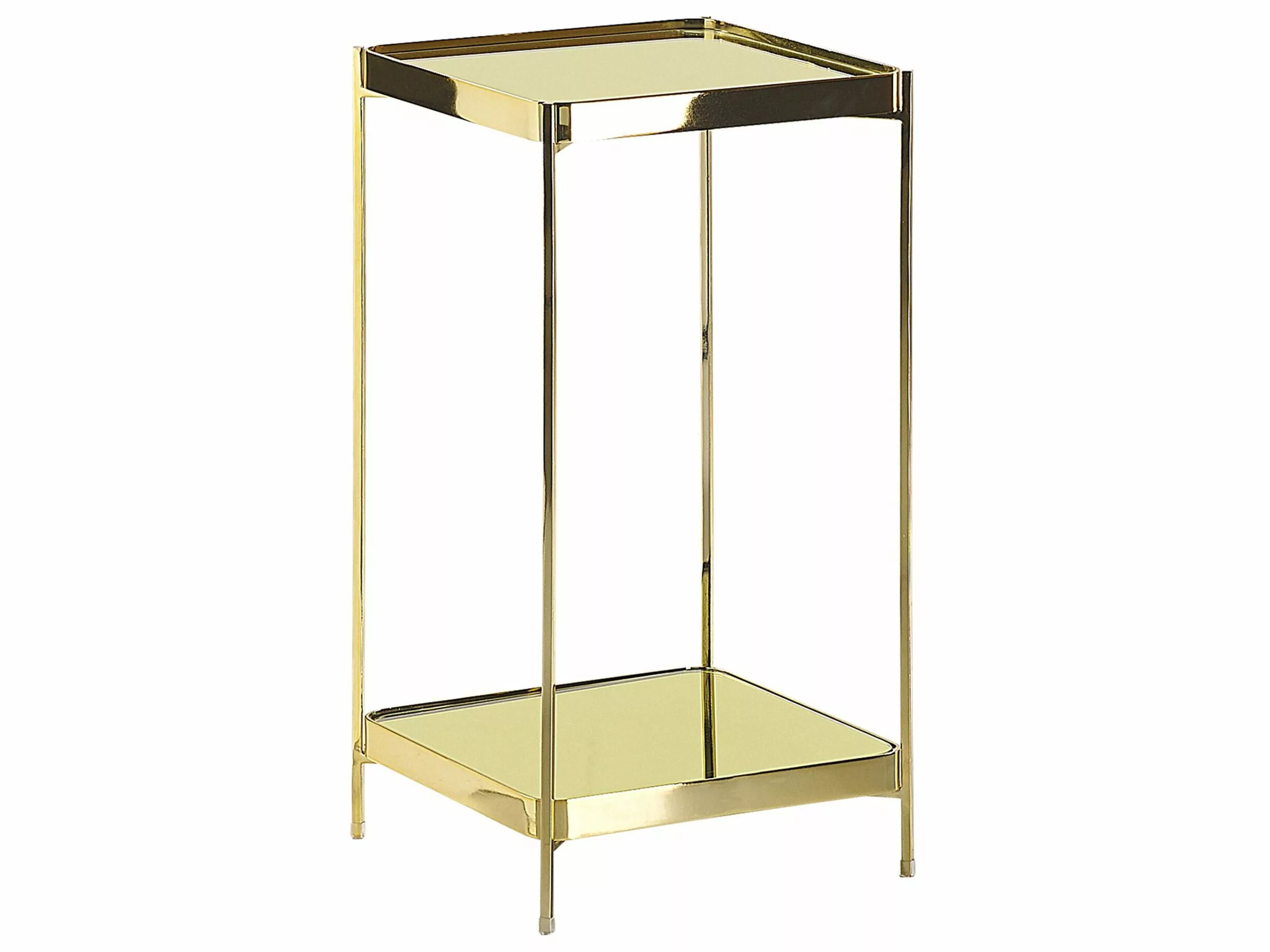 Beliani Mesa Auxiliar De Metal/vidrio Templado Dorado 29 X 29 Cm ALSEA