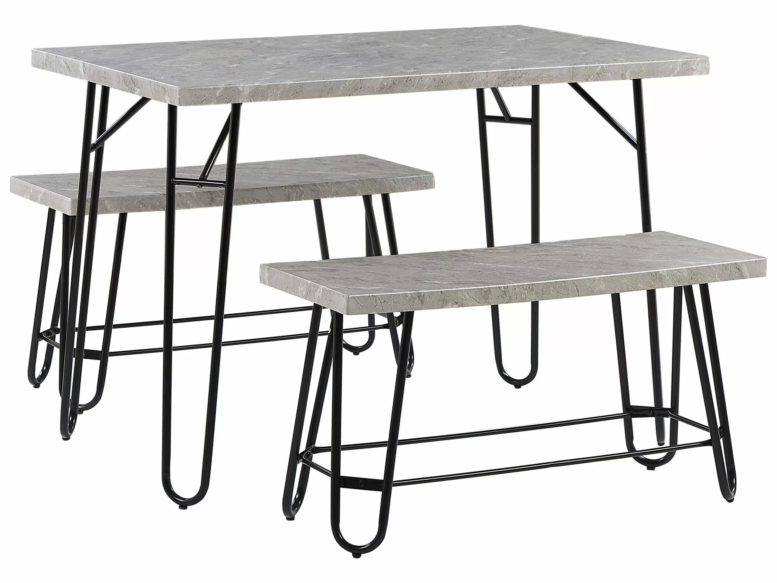 Beliani Conjunto De Comedor 4 Plazas Gris Claro/negro KEMPTON