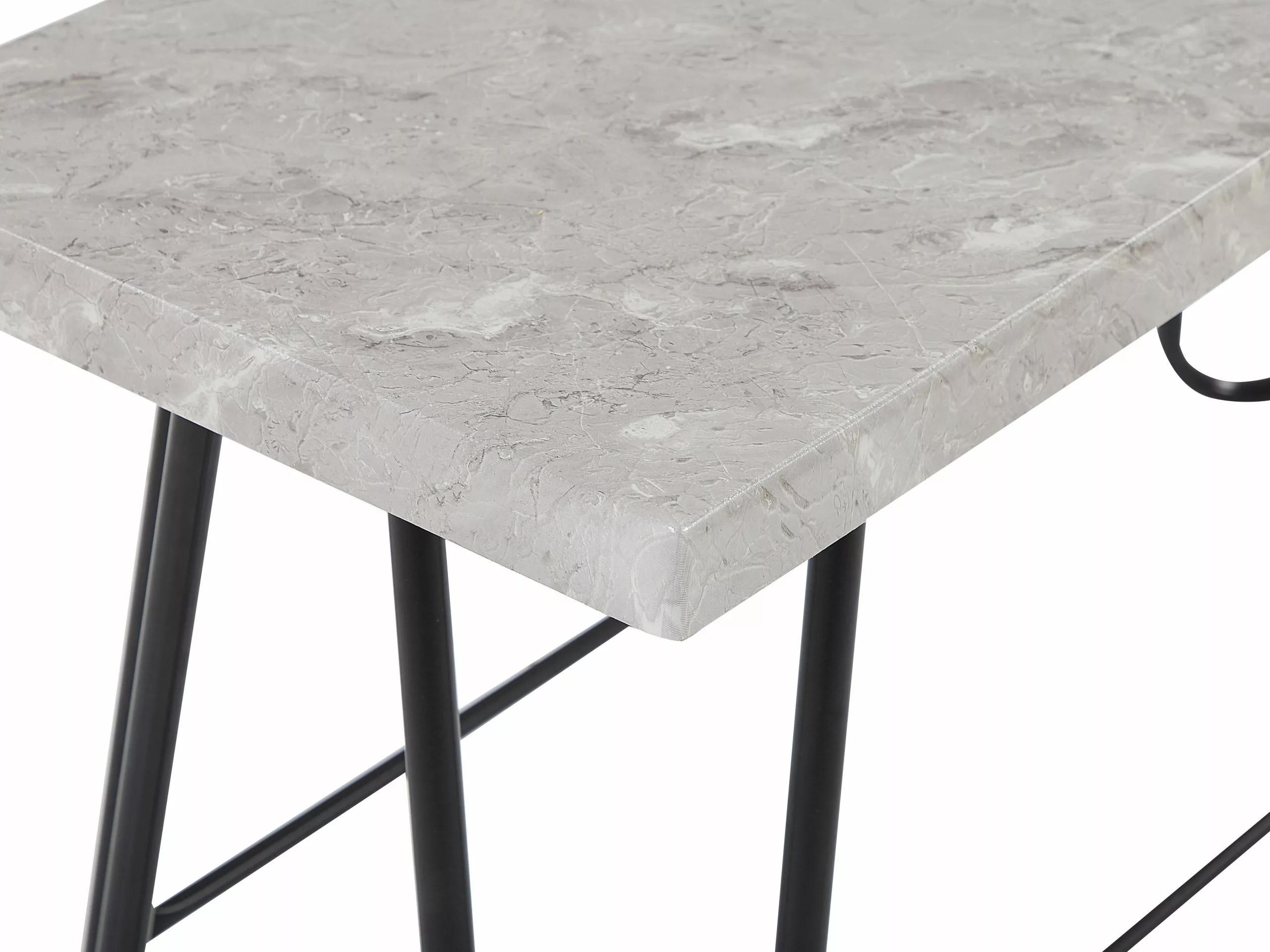 Beliani Conjunto De Comedor 4 Plazas Gris Claro/negro KEMPTON - Imagen 10