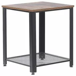 Beliani Mesa Auxiliar Madera Oscura/negro 45 X 45 Cm ASTON