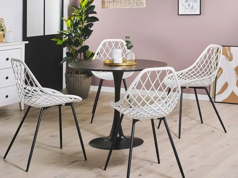 Beliani Mesa De Comedor Negra ⌀ 90 Cm BOCA - Imagen 3