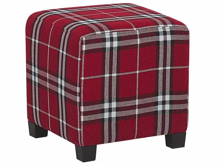 Beliani Sillón De Terciopelo Rojo/negro Con Reposapiés SANDSET - Imagen 8