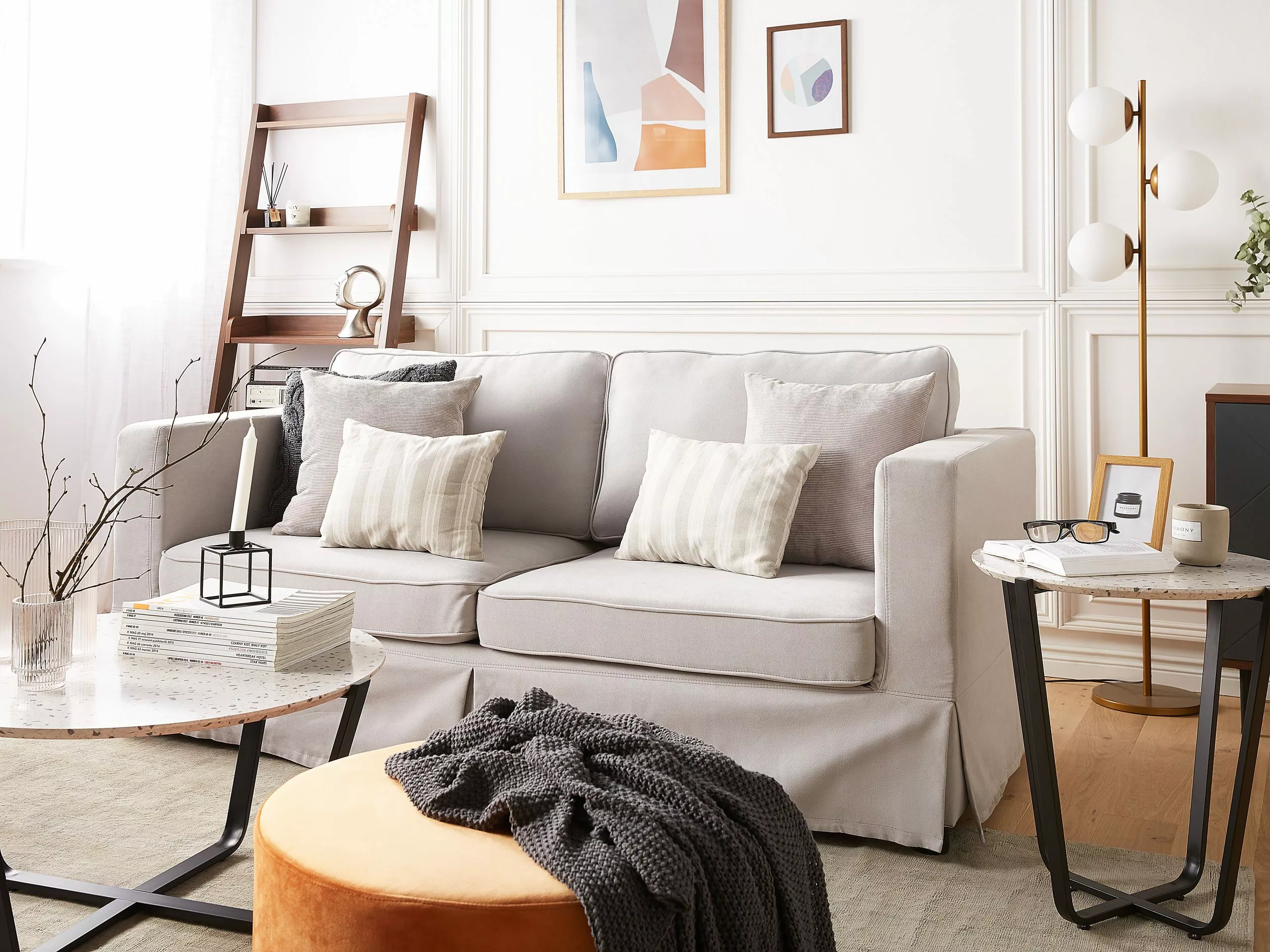 Beliani Mesa Auxiliar Gris Claro/negro ø 50 Cm VALERA - Imagen 4