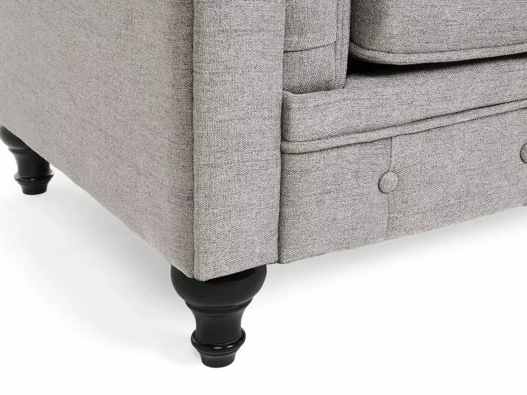 Beliani Sillón Tapizado Color Gris Claro CHESTERFIELD - Imagen 9