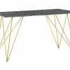 Beliani Mesa De Comedor De Vidrio Templado Blanco/negro/dorado 140 X 80 Cm KENTON