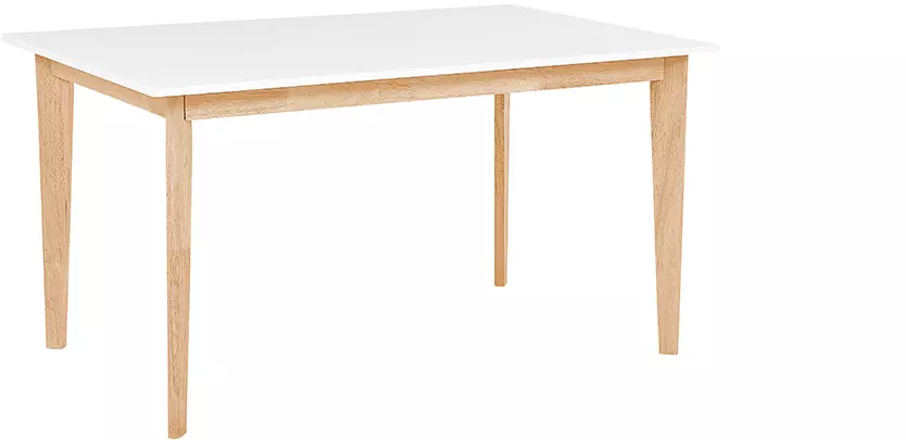 Beliani Mesa De Comedor Extensible Blanco/madera Clara 140/180 X 90 Cm SOLA - Imagen 7