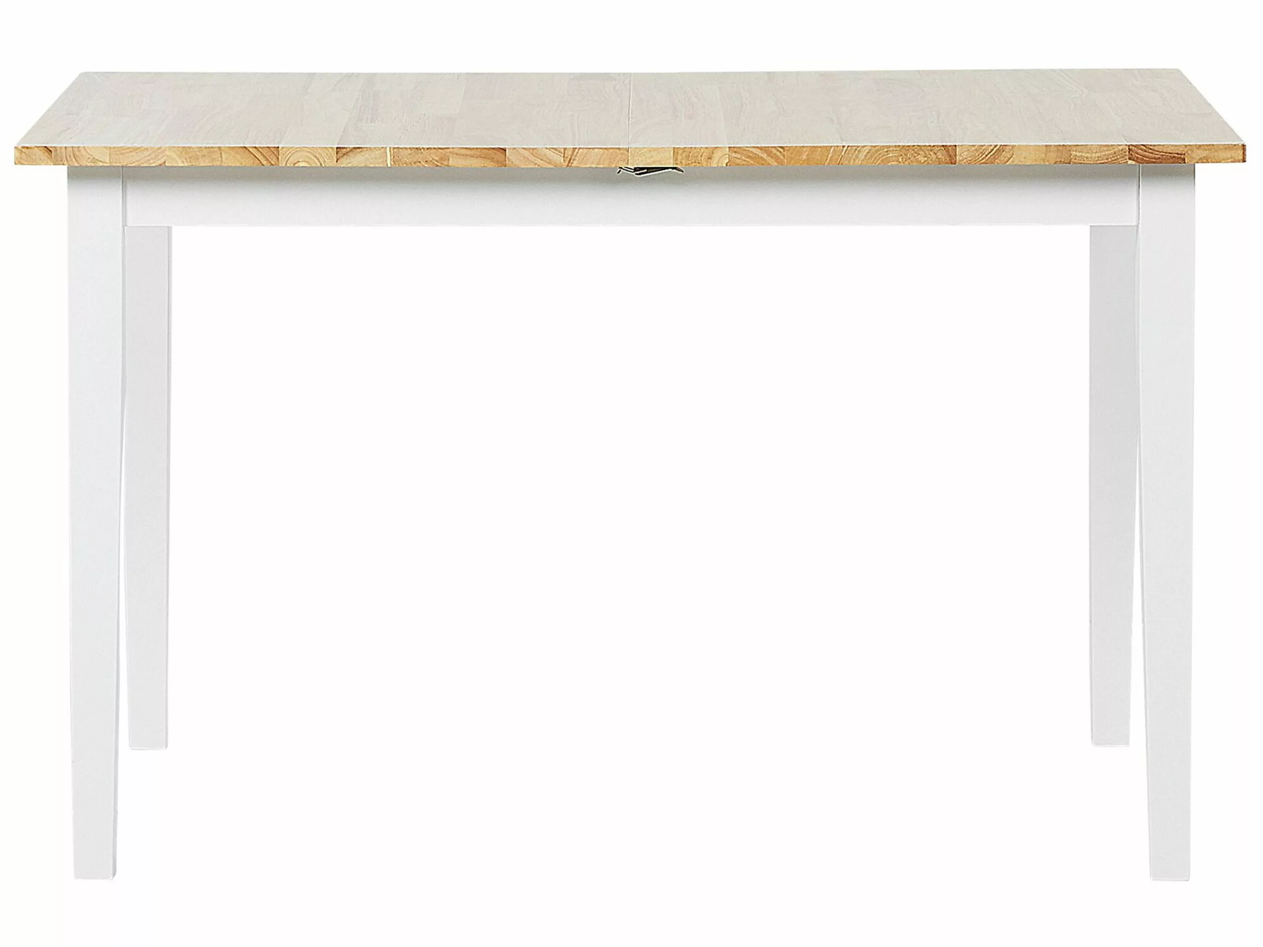 Beliani Mesa De Comedor Extensible De Madera De Caucho Clara/blanco 120/150 X 80 Cm HOUSTON - Imagen 7